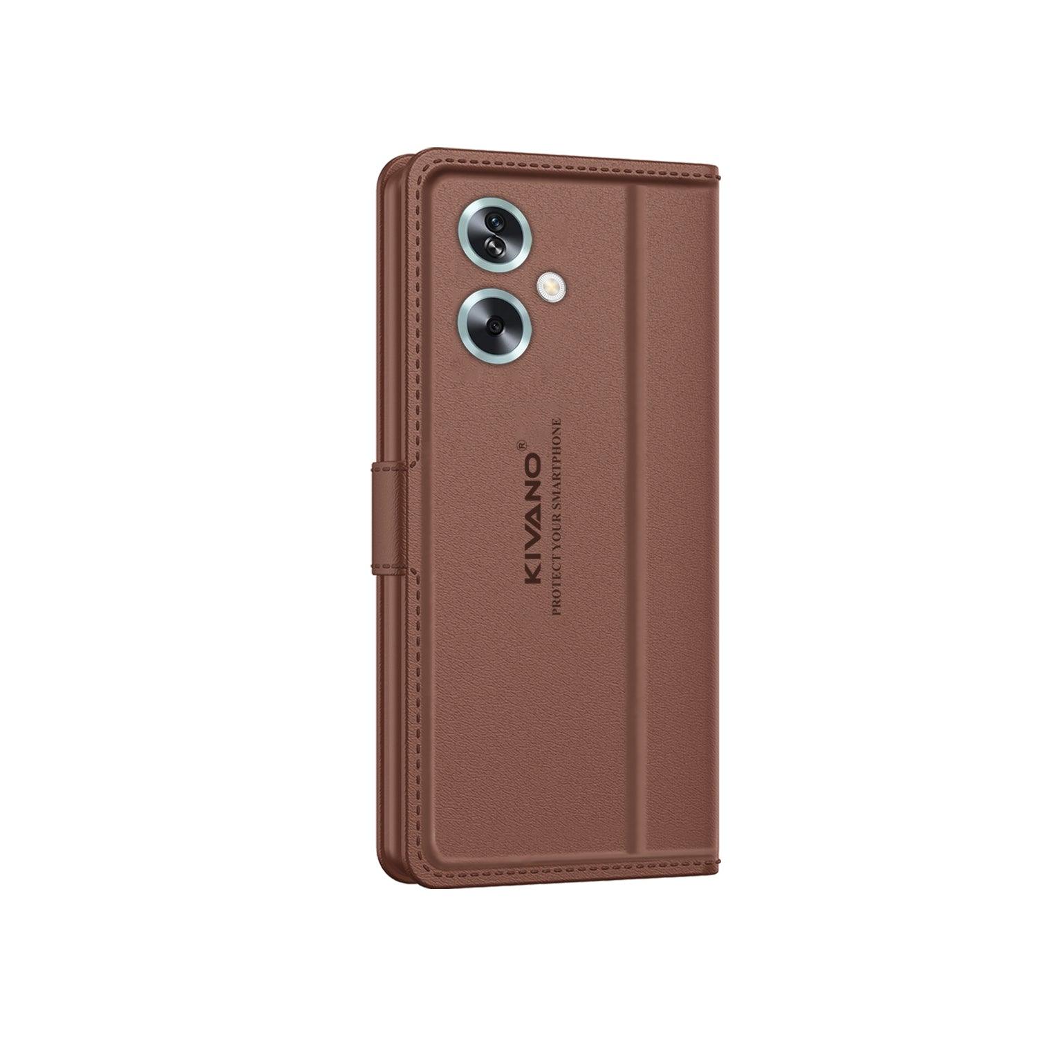 Leather Wallet Case for Oppo A79 5G ?Stylish Flip Folio Cover with Card Holder, Stand, and RFID Protection -KIVANO LUXE - Aibex